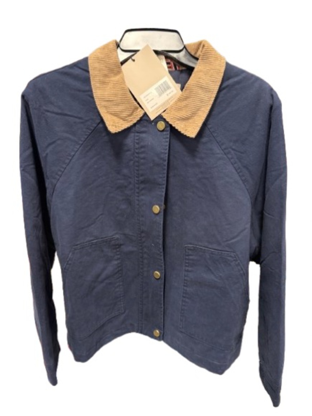 Hunter Navy Barn Jacket with Tan Corduroy Collar
